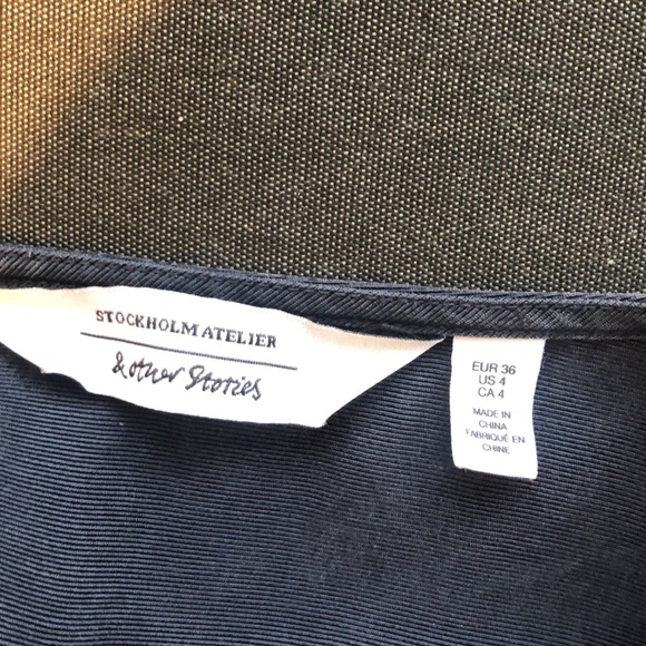 & Other Stories Kimono Wrap Dress NAVY - Picture 5 of 6